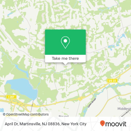 Mapa de April Dr, Martinsville, NJ 08836