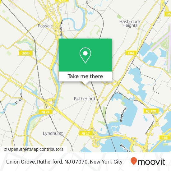 Mapa de Union Grove, Rutherford, NJ 07070