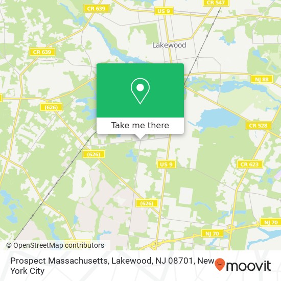 Prospect Massachusetts, Lakewood, NJ 08701 map