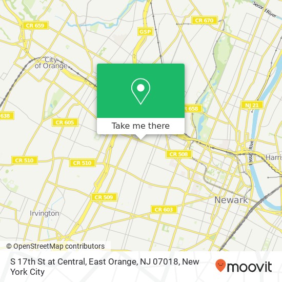 S 17th St at Central, East Orange, NJ 07018 map