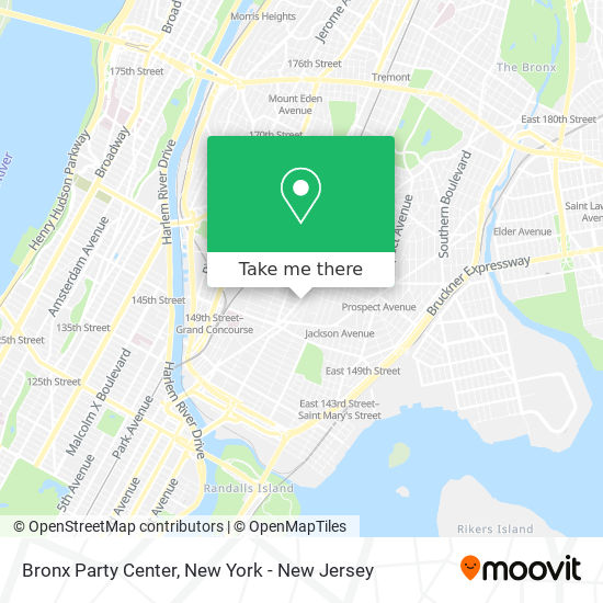 Bronx Party Center map