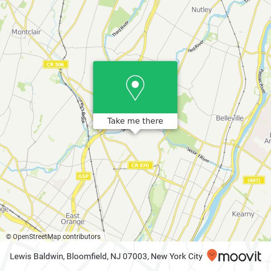 Lewis Baldwin, Bloomfield, NJ 07003 map