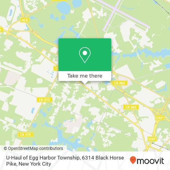 Mapa de U-Haul of Egg Harbor Township, 6314 Black Horse Pike