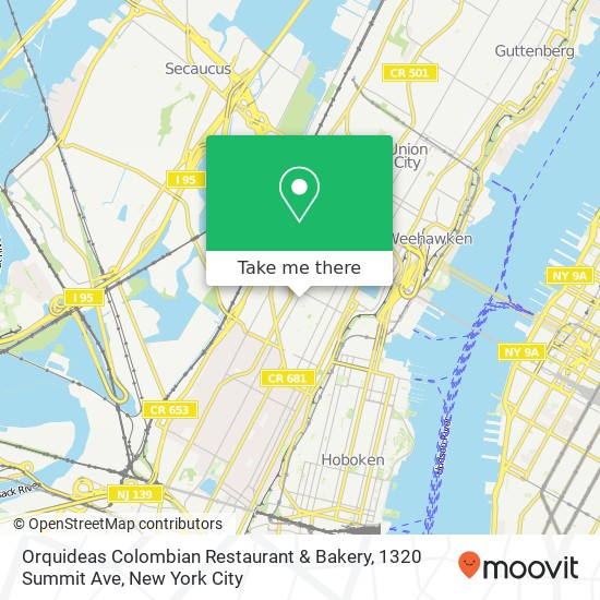 Mapa de Orquideas Colombian Restaurant & Bakery, 1320 Summit Ave