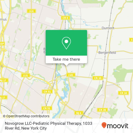 Mapa de Novogrow LLC-Pediatric Physical Therapy, 1033 River Rd