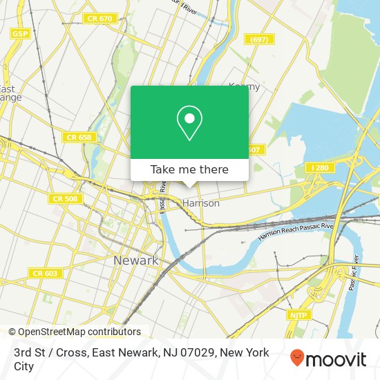 Mapa de 3rd St / Cross, East Newark, NJ 07029
