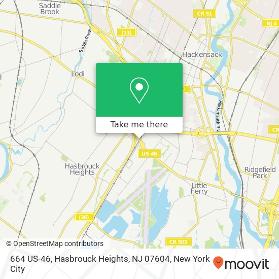 Mapa de 664 US-46, Hasbrouck Heights, NJ 07604