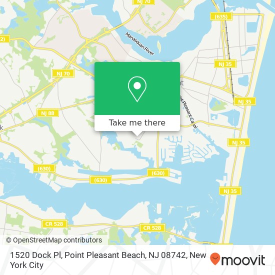 Mapa de 1520 Dock Pl, Point Pleasant Beach, NJ 08742