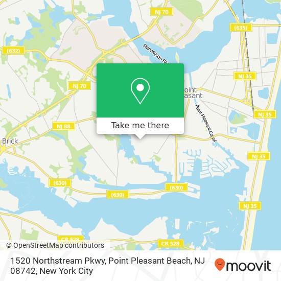 Mapa de 1520 Northstream Pkwy, Point Pleasant Beach, NJ 08742
