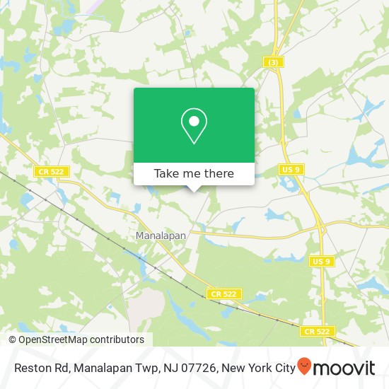 Mapa de Reston Rd, Manalapan Twp, NJ 07726