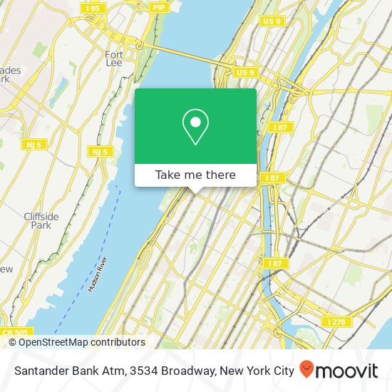 Mapa de Santander Bank Atm, 3534 Broadway
