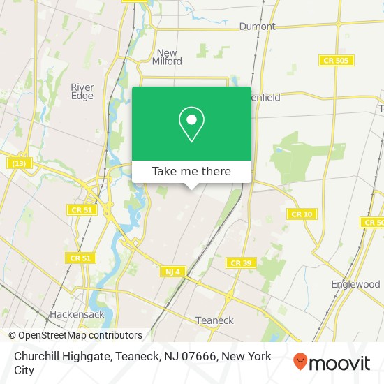 Mapa de Churchill Highgate, Teaneck, NJ 07666