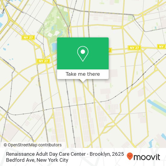 Mapa de Renaissance Adult Day Care Center - Brooklyn, 2625 Bedford Ave