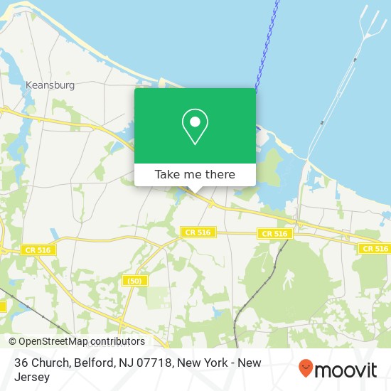 Mapa de 36 Church, Belford, NJ 07718