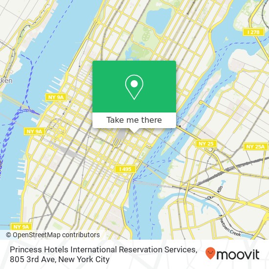 Mapa de Princess Hotels International Reservation Services, 805 3rd Ave