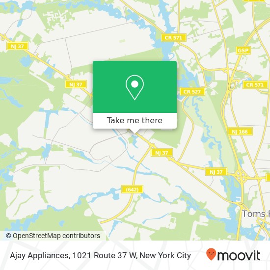Mapa de Ajay Appliances, 1021 Route 37 W