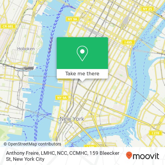 Mapa de Anthony Freire, LMHC, NCC, CCMHC, 159 Bleecker St