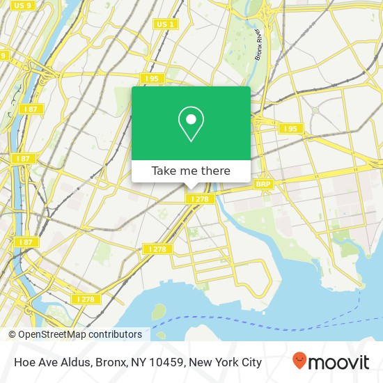 Mapa de Hoe Ave Aldus, Bronx, NY 10459