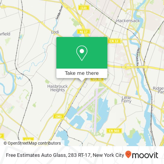 Mapa de Free Estimates Auto Glass, 283 RT-17