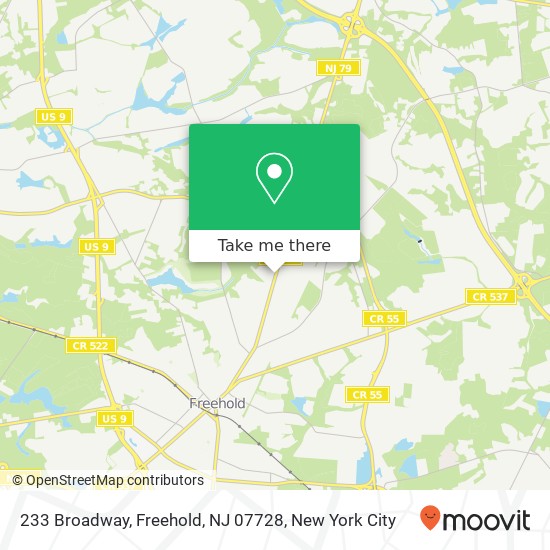 Mapa de 233 Broadway, Freehold, NJ 07728