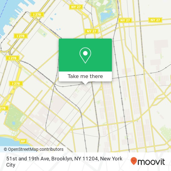 Mapa de 51st and 19th Ave, Brooklyn, NY 11204