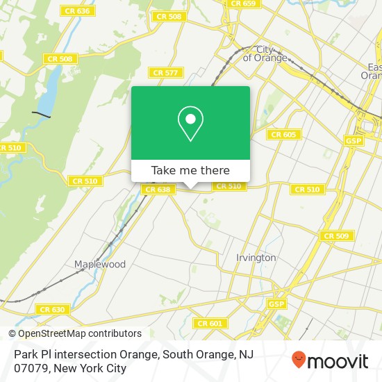 Mapa de Park Pl intersection Orange, South Orange, NJ 07079