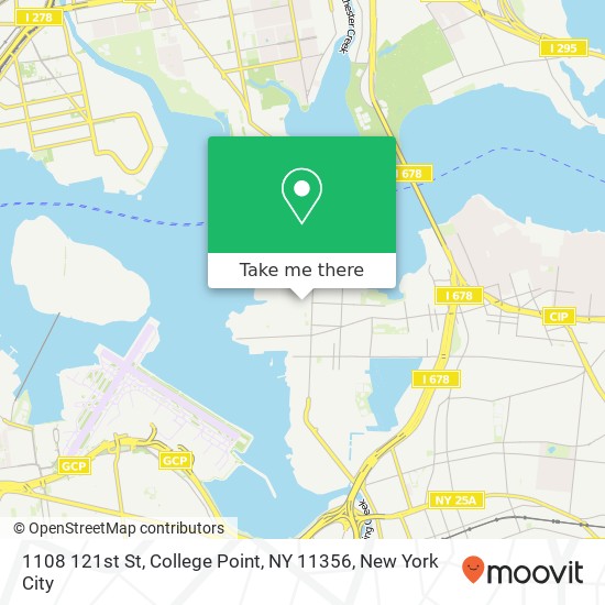 Mapa de 1108 121st St, College Point, NY 11356