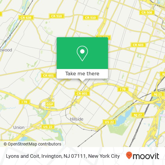 Lyons and Coit, Irvington, NJ 07111 map