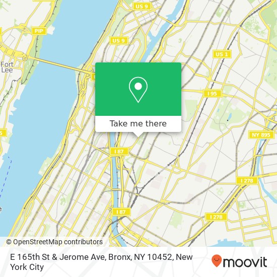Mapa de E 165th St & Jerome Ave, Bronx, NY 10452