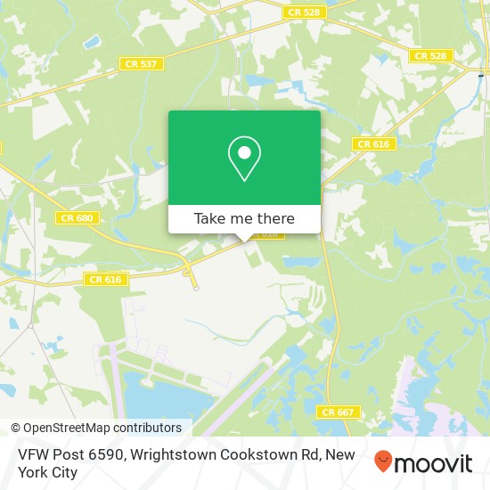 Mapa de VFW Post 6590, Wrightstown Cookstown Rd