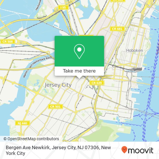 Mapa de Bergen Ave Newkirk, Jersey City, NJ 07306