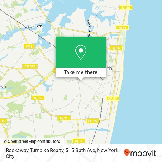 Mapa de Rockaway Turnpike Realty, 515 Bath Ave