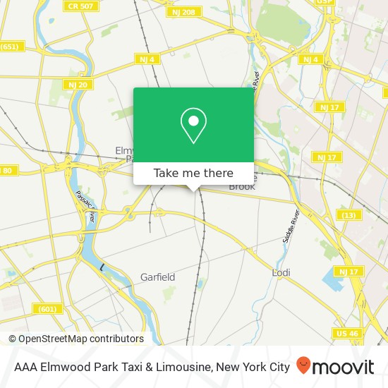 Mapa de AAA Elmwood Park Taxi & Limousine