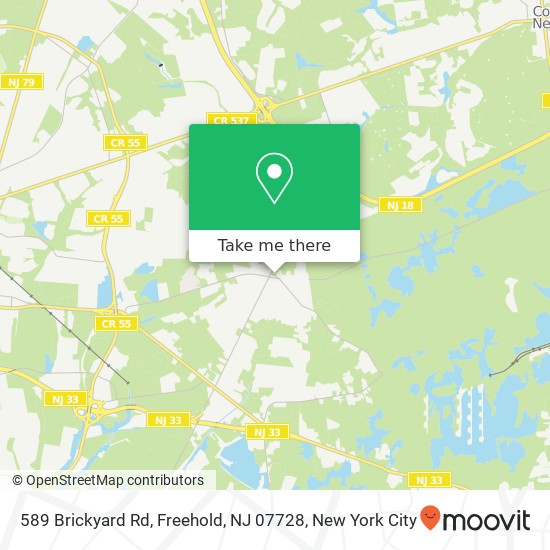 Mapa de 589 Brickyard Rd, Freehold, NJ 07728
