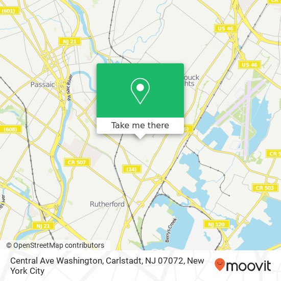 Mapa de Central Ave Washington, Carlstadt, NJ 07072