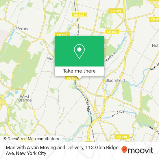Mapa de Man with A van Moving and Delivery, 113 Glen Ridge Ave