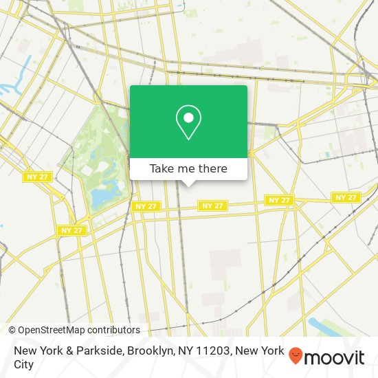 Mapa de New York & Parkside, Brooklyn, NY 11203