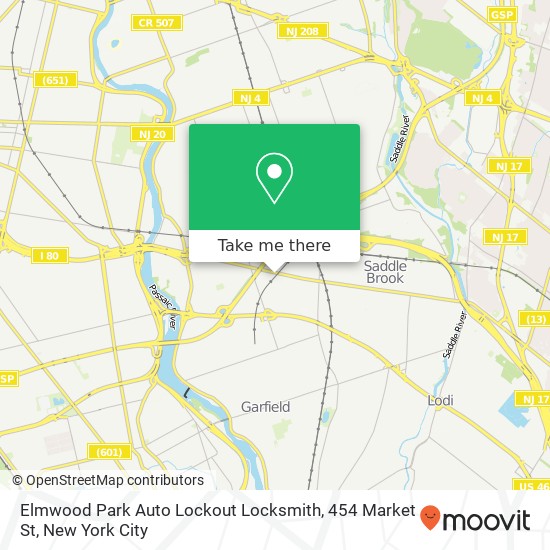 Elmwood Park Auto Lockout Locksmith, 454 Market St map