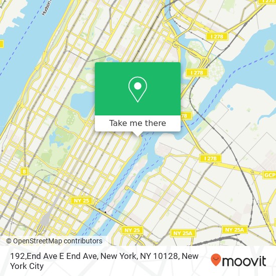 Mapa de 192,End Ave E End Ave, New York, NY 10128