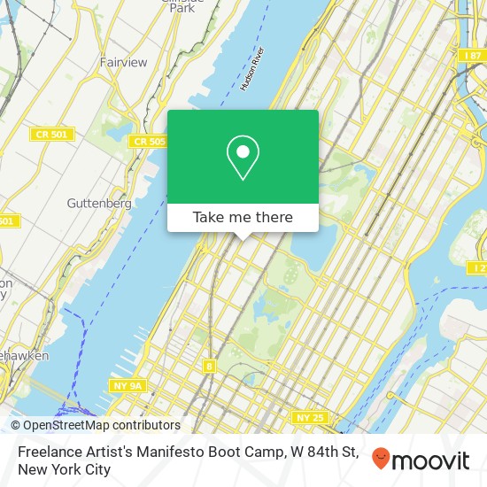 Mapa de Freelance Artist's Manifesto Boot Camp, W 84th St