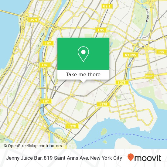 Mapa de Jenny Juice Bar, 819 Saint Anns Ave