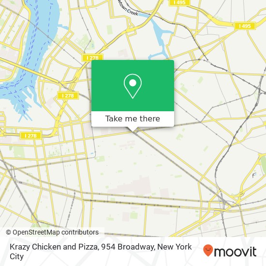 Krazy Chicken and Pizza, 954 Broadway map