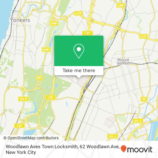 Mapa de Woodlawn Aves Town Locksmith, 62 Woodlawn Ave