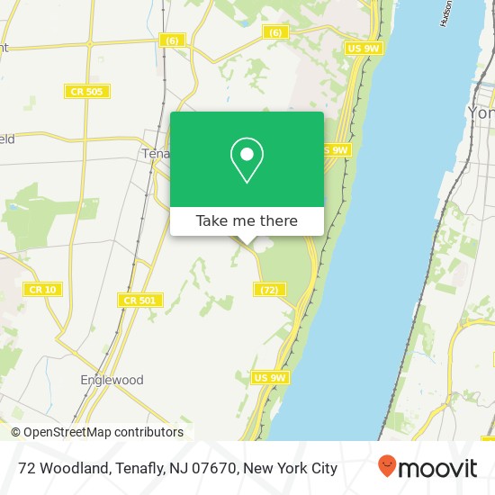 Mapa de 72 Woodland, Tenafly, NJ 07670