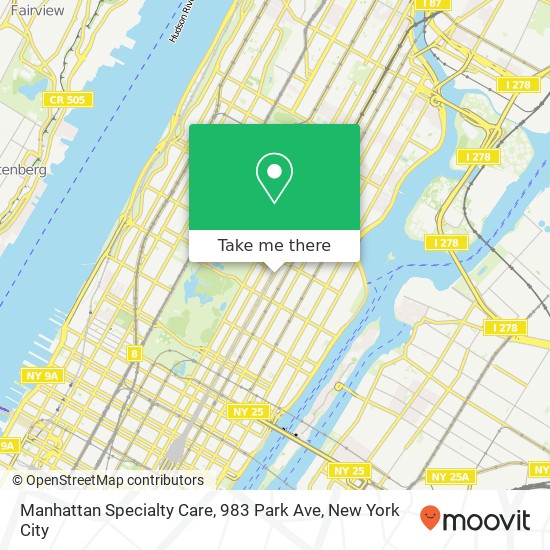 Mapa de Manhattan Specialty Care, 983 Park Ave