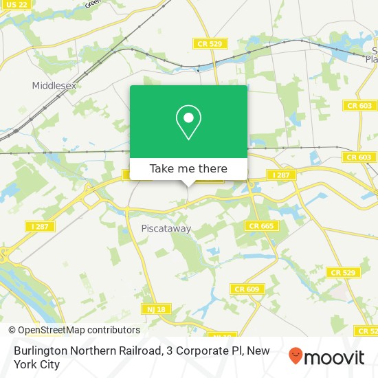 Burlington Northern Railroad, 3 Corporate Pl map