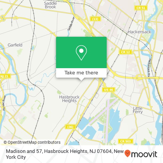 Madison and 57, Hasbrouck Heights, NJ 07604 map