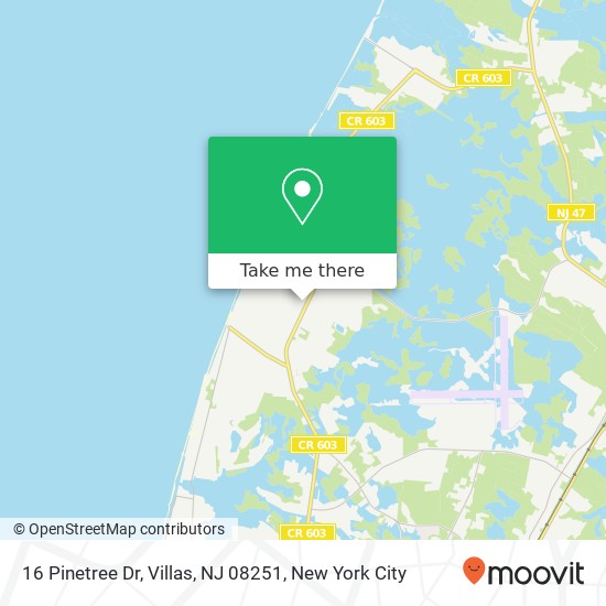 Mapa de 16 Pinetree Dr, Villas, NJ 08251