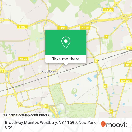 Mapa de Broadway Monitor, Westbury, NY 11590