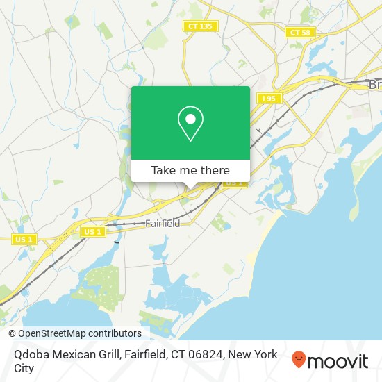 Mapa de Qdoba Mexican Grill, Fairfield, CT 06824